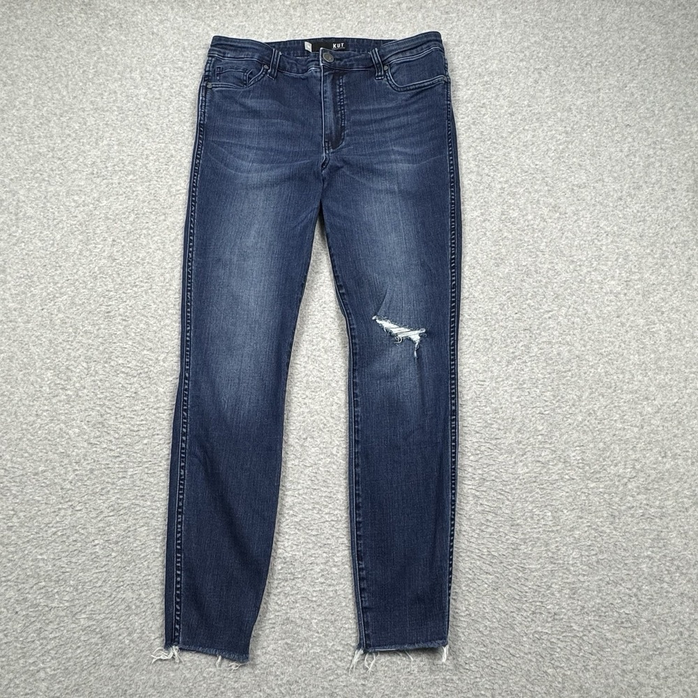 Kut From The Kloth Connie Fab Ab High‎ Rise Ankle Skinny Jeans Raw Hem Size 10